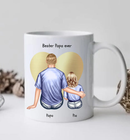 Personalisierte Tasse Vatertag - Papa Geburtstagsgeschenk Tasse mit 1 Kind