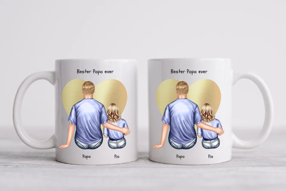 Personalisierte Tasse Vatertag - Papa Geburtstagsgeschenk Tasse mit 1 Kind