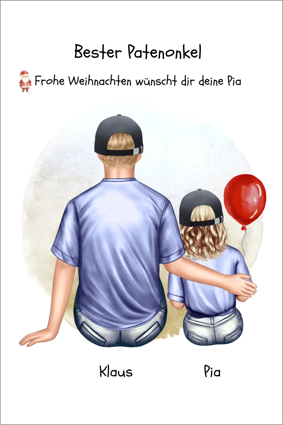 Geschenk Patenonkel mit Patenkind Mädchen Poster, Leinwandbild - Weihnachtsgeschenk Geburtstagsgeschenk