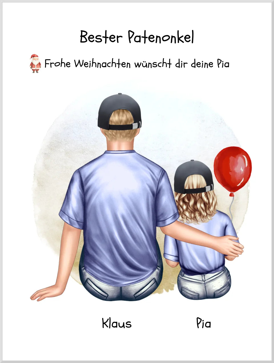 Geschenk Patenonkel mit Patenkind Mädchen Poster, Leinwandbild - Weihnachtsgeschenk Geburtstagsgeschenk