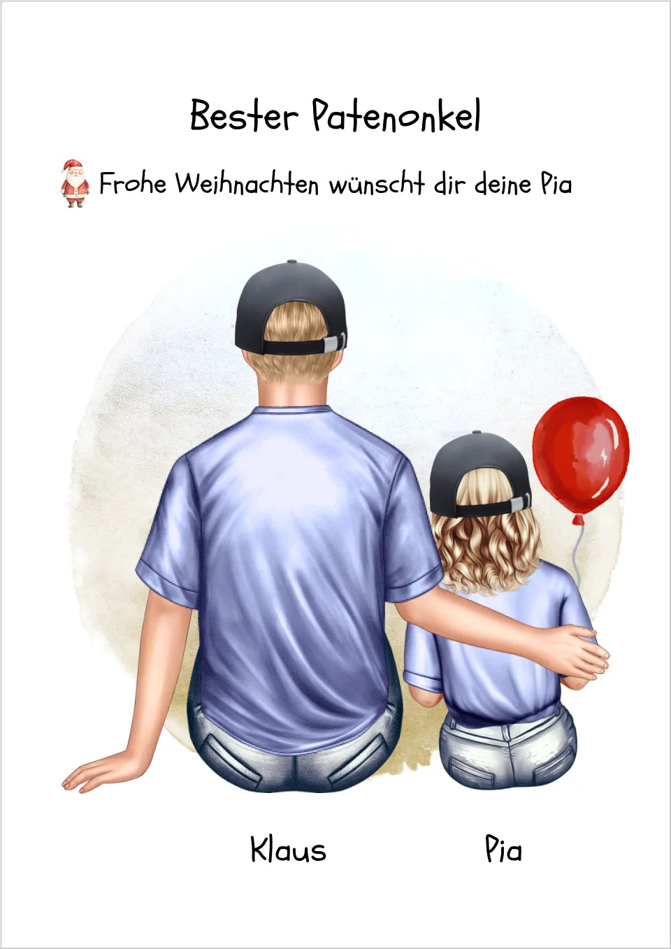 Geschenk Patenonkel mit Patenkind Mädchen Poster, Leinwandbild - Weihnachtsgeschenk Geburtstagsgeschenk