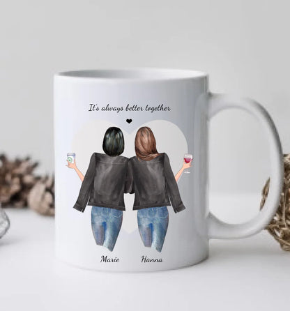 Personalisiertes Geschenk 2 Beste Freundinnen Tasse - Geburtstagsgeschenk, Weihnachtsgeschenk