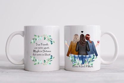 3 Beste Freundinnen Tasse, Personalisierte Tasse, Geschenk Familie, Schwester, Kollegin, Tassendruck