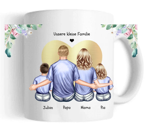 Tasse Geschenk Vatertag - Tasse Geschenk Muttertag Papa Geburtstagsgeschenk - Mama Geburtstagsgeschenk - Personalisiertes Geschenk Familie mit Baby + 2 Kindern