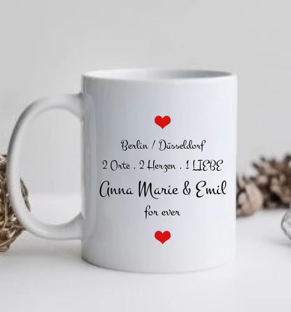 Personalisierte Tasse, wo alles begann, Kennenlernorte,  Partner Geschenk Freund - Lebenspartner - Freundin - Valentin - Hochzeitstag