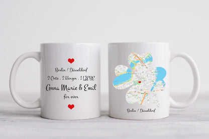 Personalisierte Tasse, wo alles begann, Kennenlernorte,  Partner Geschenk Freund - Lebenspartner - Freundin - Valentin - Hochzeitstag