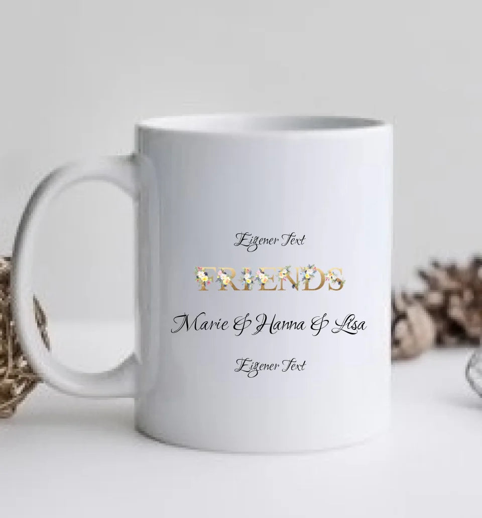 Personalisiertes Geschenk Tasse 3 Beste Freundinnen, Kaffeebecher, Geschenkidee Freundin, Weihnachtsgeschenk Schwester