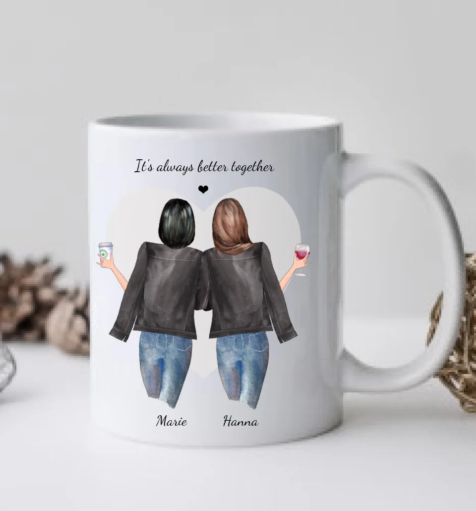 Personalisierte Tasse Geschenk für Freundin - 2 Beste Freundinnen Tasse, Kaffeebecher, Schwester, Kollegin, Weihnachtsgeschenk