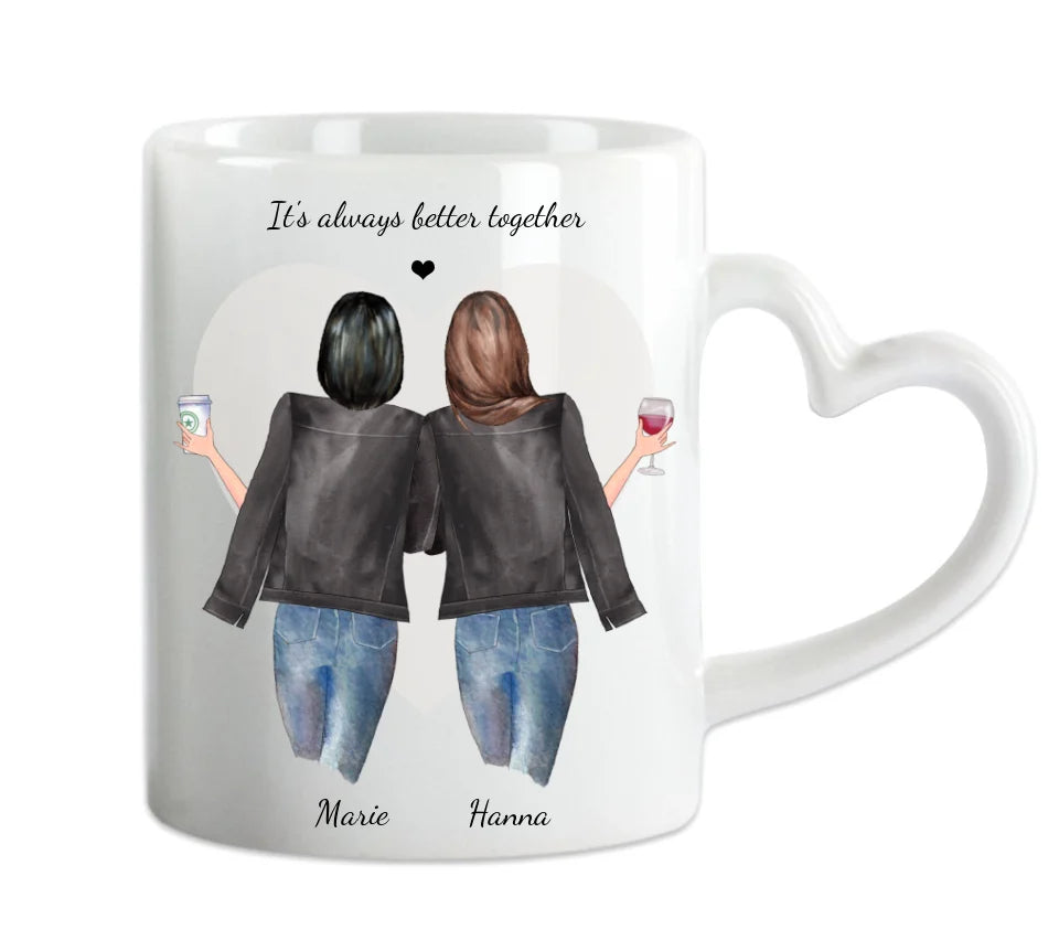 Personalisierte Tasse Geschenk für Freundin - 2 Beste Freundinnen Tasse, Kaffeebecher, Schwester, Kollegin, Weihnachtsgeschenk