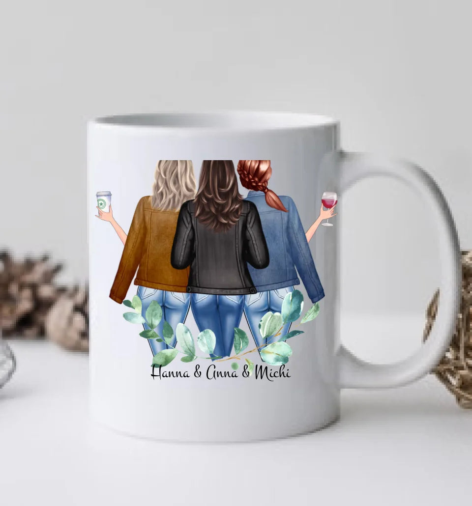 3 Beste Freundin Geschenk Tasse personalisiert, Tasse Freundinnen, Weihnachtsgeschenke Freundin