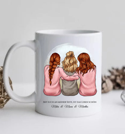 Geschenk für Freundin / 3 Freundinnen - personalisierte Tasse für Mädchen mit Name und Spruch - Geburtstag Geschenk Frau