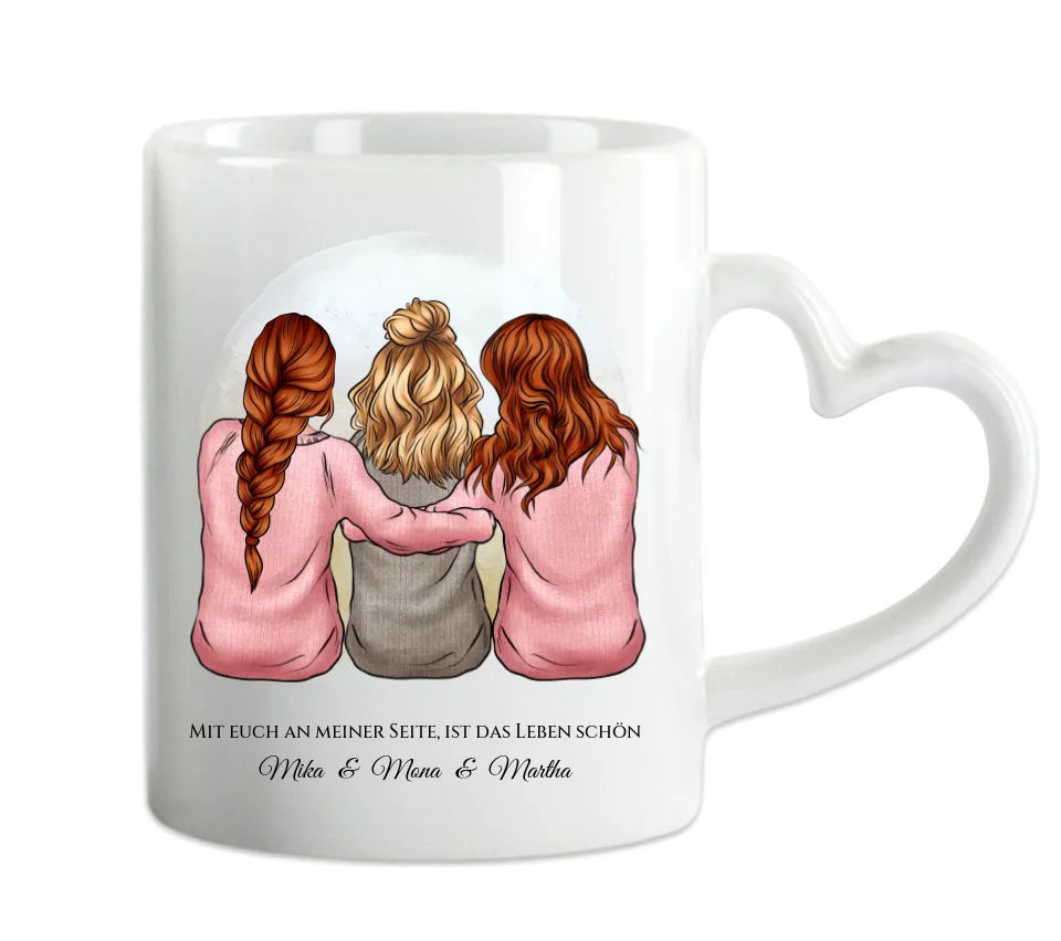 Geschenk für Freundin / 3 Freundinnen - personalisierte Tasse für Mädchen mit Name und Spruch - Geburtstag Geschenk Frau