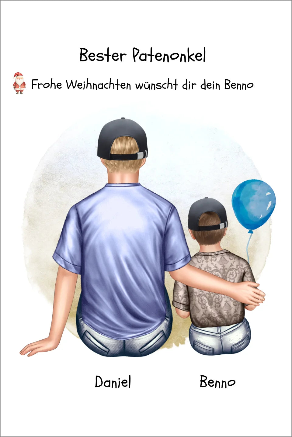 Geschenk Patenonkel mit Patenkind Junge / Mächen Poster, Leinwandbild - Weihnachtsgeschenk Geburtstagsgeschenk