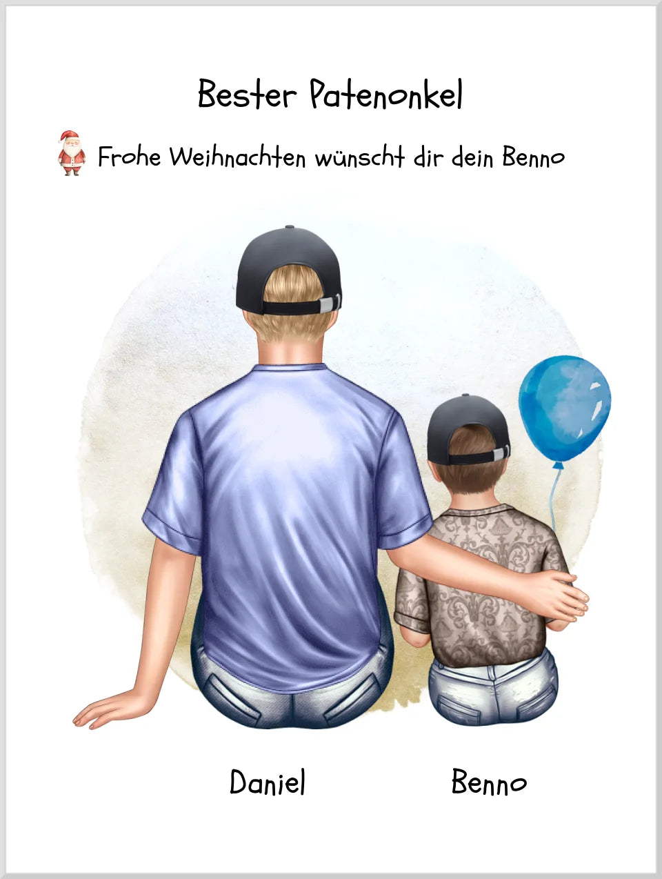 Geschenk Patenonkel mit Patenkind Junge / Mächen Poster, Leinwandbild - Weihnachtsgeschenk Geburtstagsgeschenk