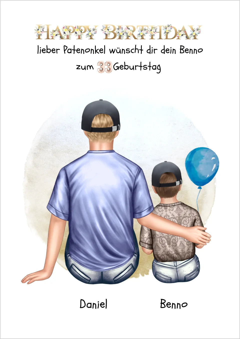 Geburtstagsgeschenk Patenonkel mit Patenkind Junge / Mädchen Poster, Leinwandbild