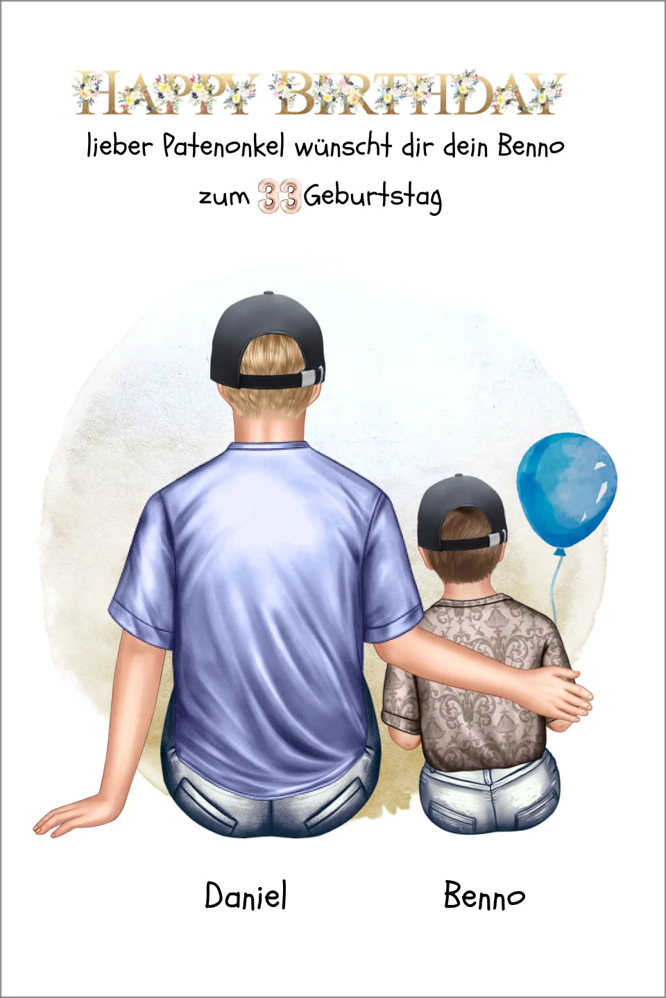 Geburtstagsgeschenk Patenonkel mit Patenkind Junge / Mädchen Poster, Leinwandbild