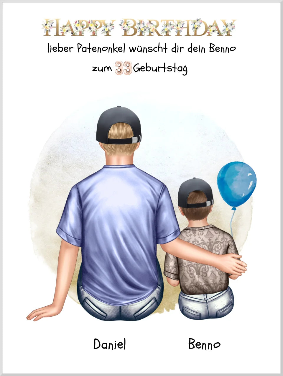 Geburtstagsgeschenk Patenonkel mit Patenkind Junge / Mädchen Poster, Leinwandbild