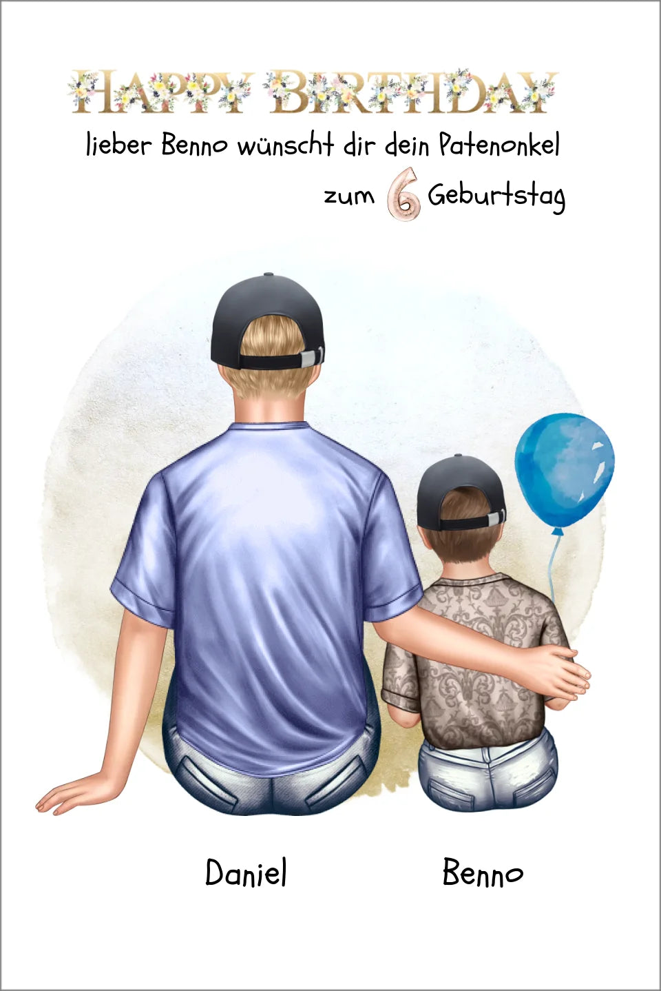 Geburtstagsgeschenk Patenonkel mit Patenkind Junge / Mädchen Poster, Leinwandbild