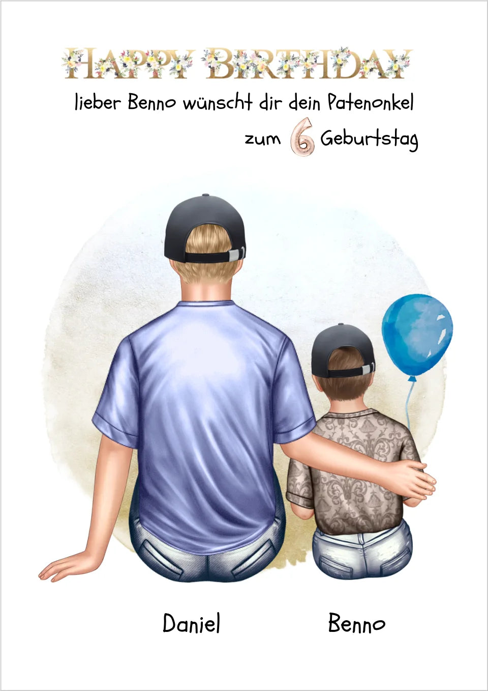 Geburtstagsgeschenk Patenonkel mit Patenkind Junge / Mädchen Poster, Leinwandbild