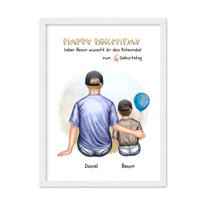 Geburtstagsgeschenk Patenonkel mit Patenkind Junge / Mädchen Poster, Leinwandbild