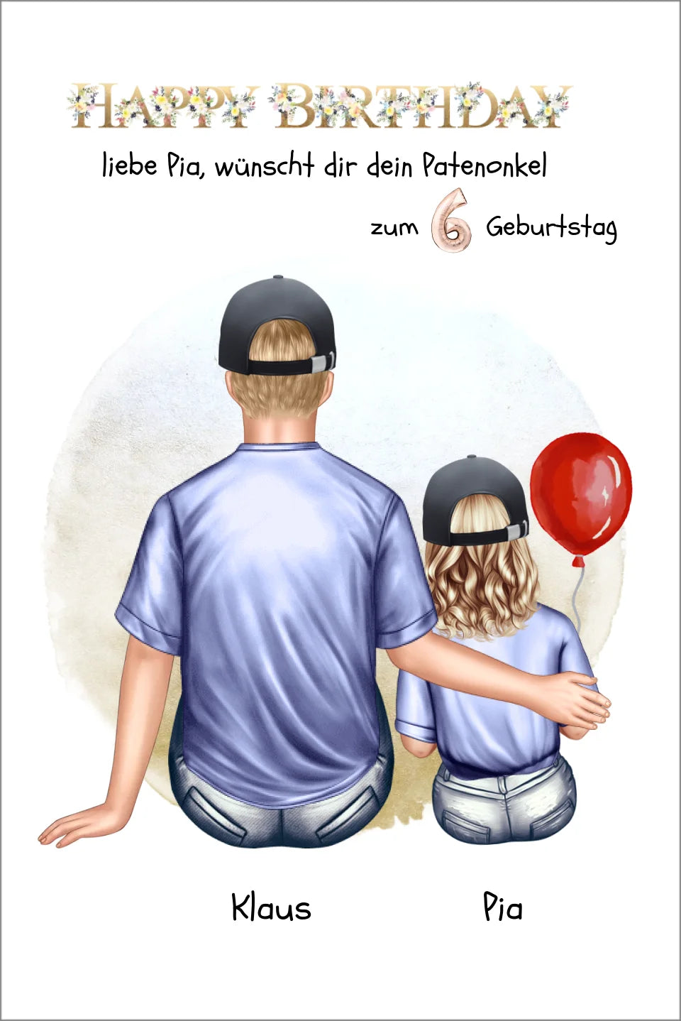 Geburtstagsgeschenk Patenonkel mit Patenkind Mädchen / Junge Poster, Leinwandbild