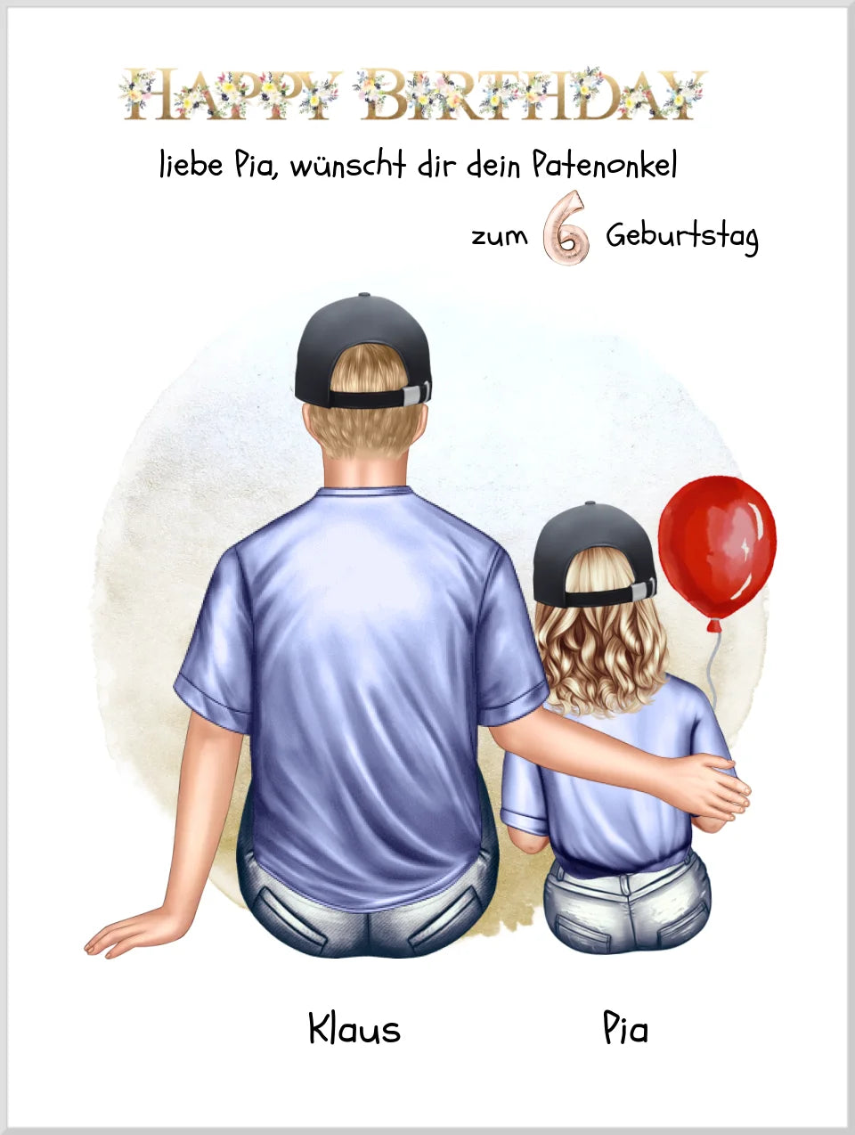 Geburtstagsgeschenk Patenonkel mit Patenkind Mädchen / Junge Poster, Leinwandbild