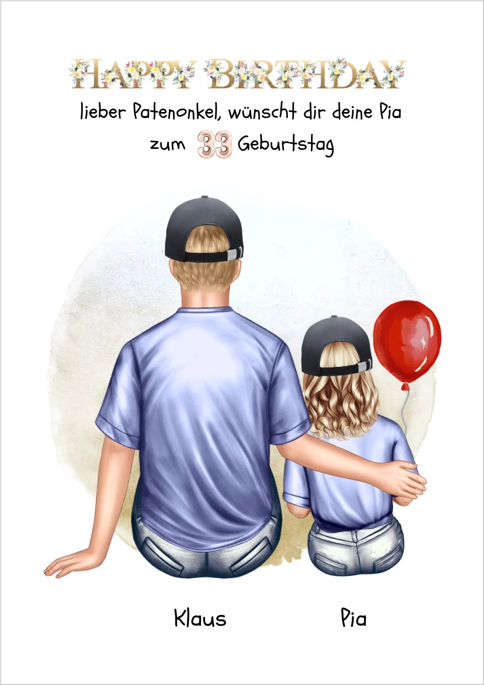 Geburtstagsgeschenk Patenonkel mit Patenkind Mädchen / Junge Poster, Leinwandbild - Weihnachtsgeschenk