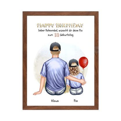 Geburtstagsgeschenk Patenonkel mit Patenkind Mädchen / Junge Poster, Leinwandbild - Weihnachtsgeschenk