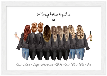 Personalisiertes Bild Geschenk Freundin | Geburtstag Poster 9 Freundinnen | Geburtstagsgeschenk & Weihnachtsgeschenk