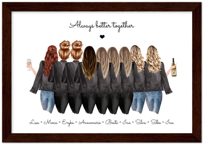 Personalisiertes Bild Geschenk Freundin | Geburtstag Poster 9 Freundinnen | Geburtstagsgeschenk & Weihnachtsgeschenk