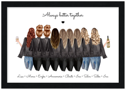 Personalisiertes Bild Geschenk Freundin | Geburtstag Poster 9 Freundinnen | Geburtstagsgeschenk & Weihnachtsgeschenk