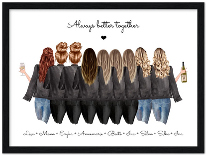 Personalisiertes Bild Geschenk Freundin | Geburtstag Poster 9 Freundinnen | Geburtstagsgeschenk & Weihnachtsgeschenk