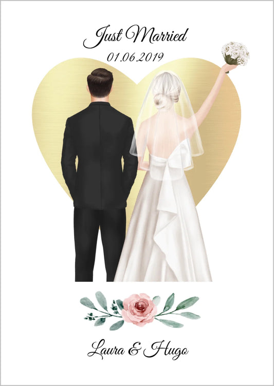 Just Married - personalisiertes Geschenk zur Hochzeit als Poster/Leinwanddruck - Hochzeitsgeschenk