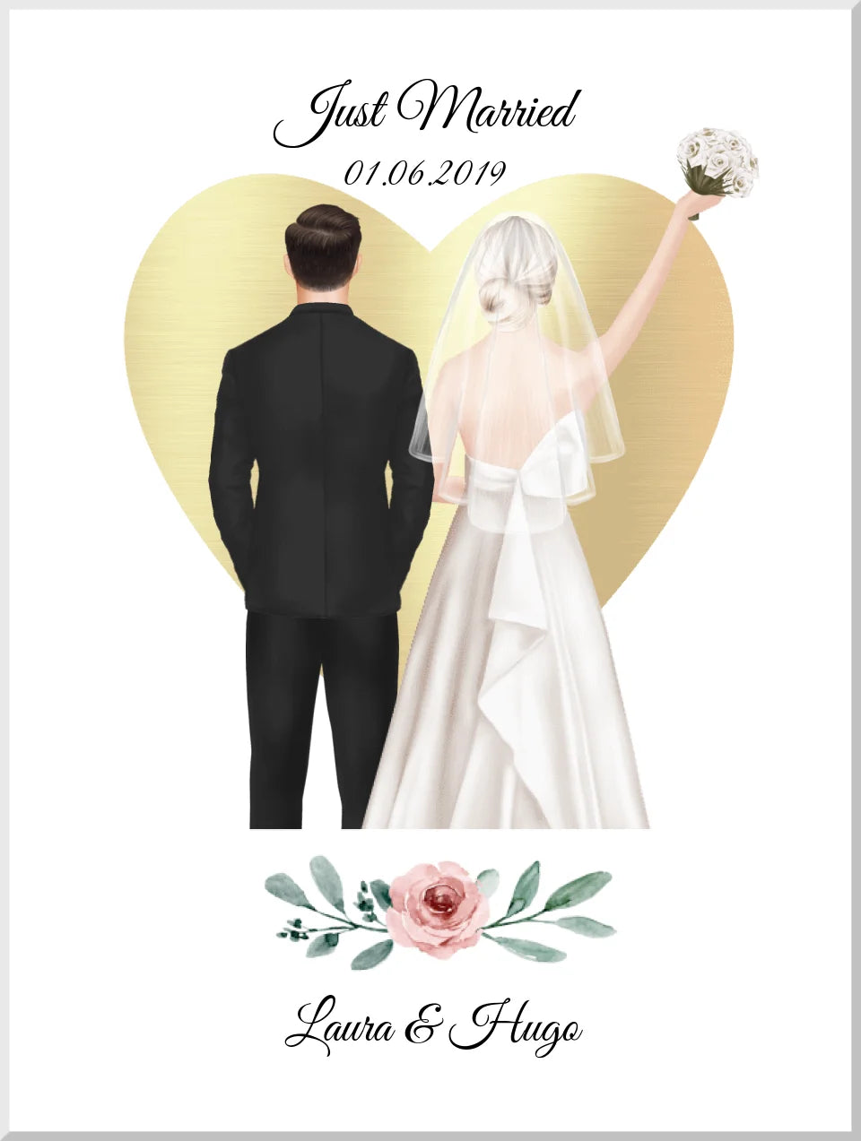 Just Married - personalisiertes Geschenk zur Hochzeit als Poster/Leinwanddruck - Hochzeitsgeschenk