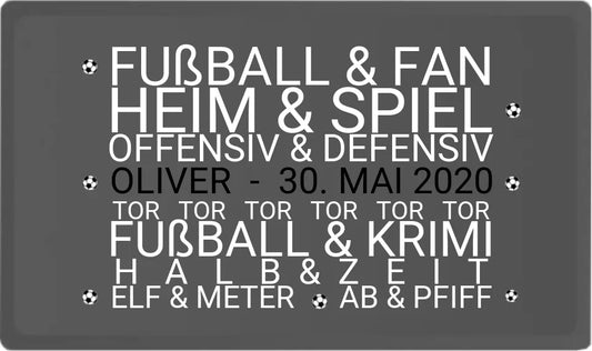 Frühstückbrettchen Weihnachtsgeschenk Fußball Fan personalisiert, Geburtstagsgeschenk für Männer grau