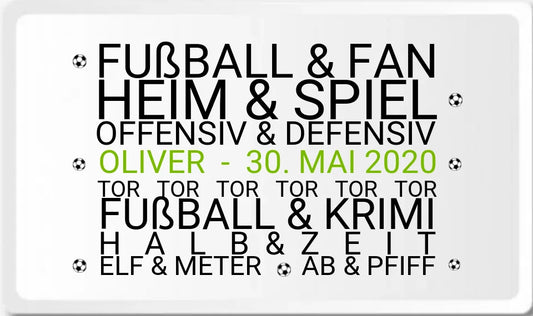 Weihnachtsgeschenk Fußball Fan Frühstückbrettchen personalisiert, Geburtstagsgeschenk für Männer weiß