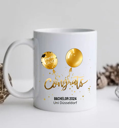 Personalisierte Tasse Schulabschluß, Geschenk Bachelor, Geschenk Master, Geschenk Doktor, Promotion Geschenk Tasse, Abitur, Abi, Ausbildung 2023