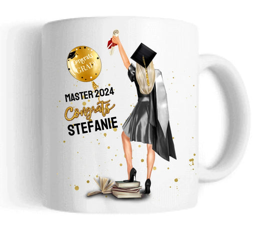 Personalisierte Tasse Geschenk Schulabschluß, Bachelor, Master, Doktor, Abitur, Abi, Absolvent 2023