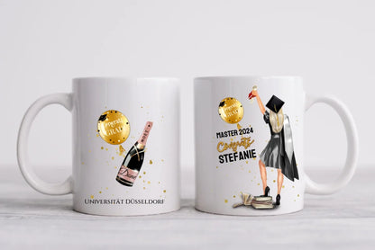 Geschenk Schulabschluß Personalisierte Tasse, Abschlußgeschenk Bachelor, Master, Doktor, Abitur, Abi