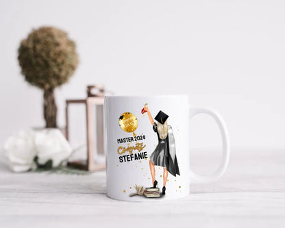 Geschenk Schulabschluß Personalisierte Tasse, Abschlußgeschenk Bachelor, Master, Doktor, Abitur, Abi