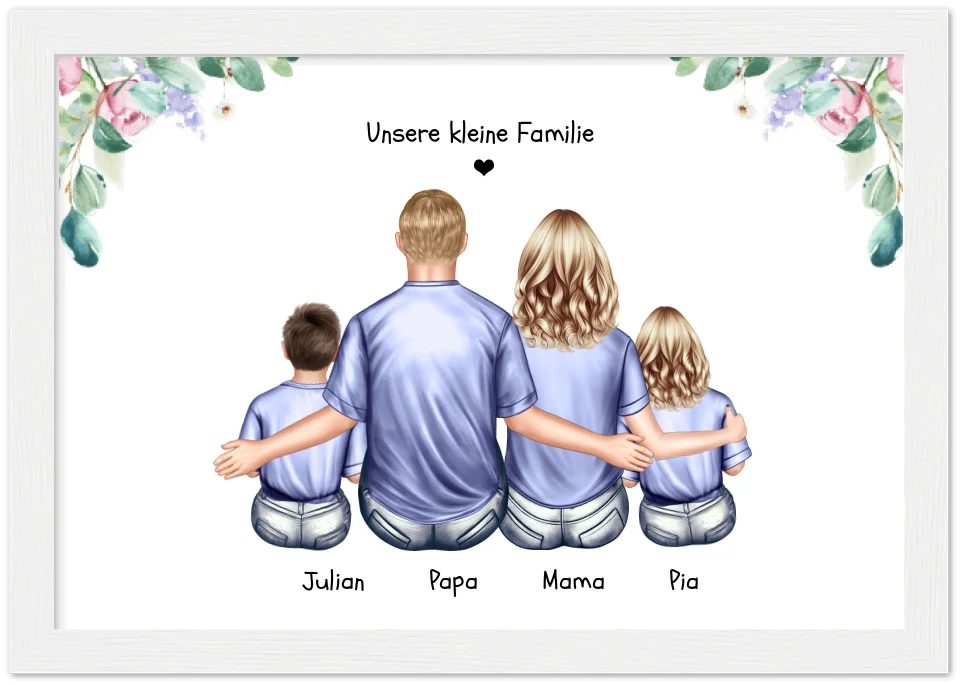 Geschenk Familie Familienposter, Familienbild mit 2 + 3 Kindern + Baby - Geschenk Papa, Mama zum Vatertag, Muttertag, Vatertagsgeschenk Geburtstagsgeschenk, Weihnachtsgeschenk