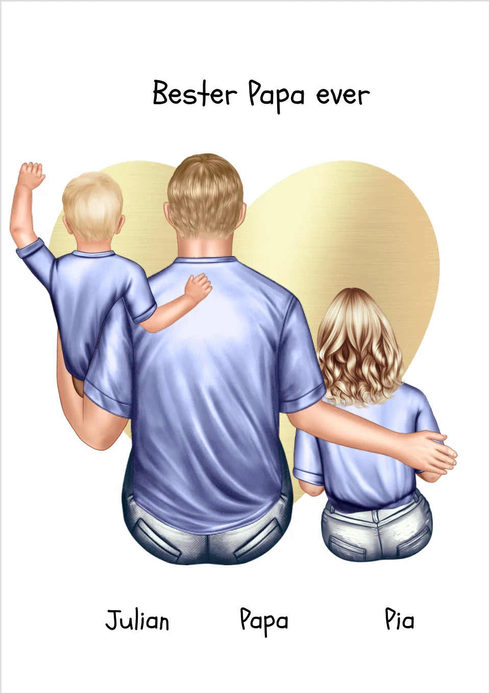 Personalisiertes Poster Geschenk Papa mit 2 Kindern Tochter/Sohn  - Vatertagsgeschenk - Geburtstagsgeschenk