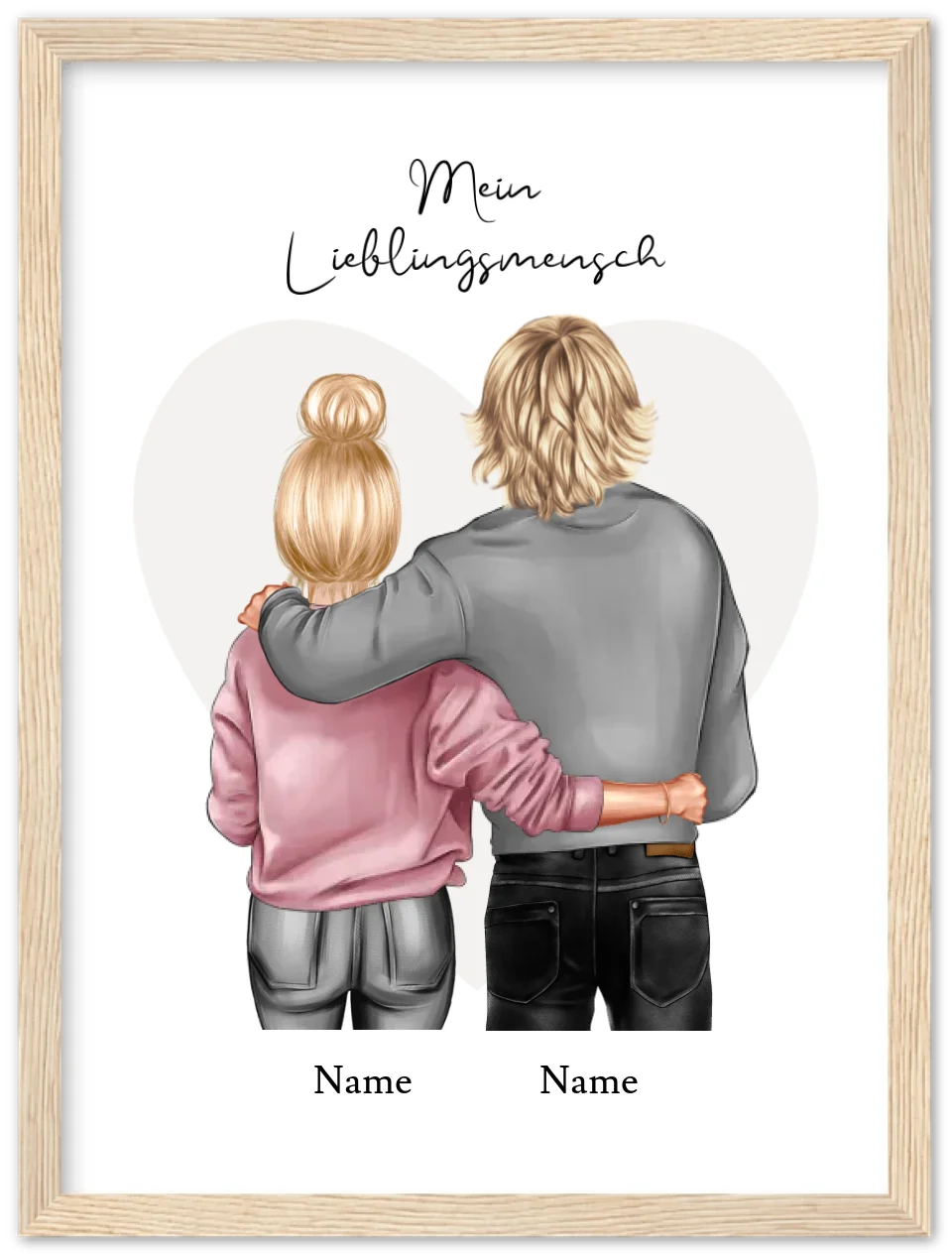 Lieblingsmensch gerahmtes Poster-Geschenk Partner - Partnerschaftsgeschenk Bild-Weihnachtsgeschenk Partner