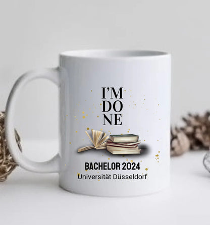 Personalisierte Tasse Schulabschluß Geschenk Bachelor, Master, Doktor, Promotion Abitur, Abi, Berufsausbildung