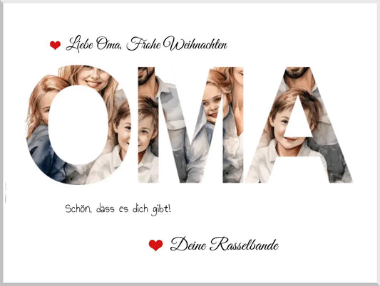 Oma Geschenk personalisiert - Foto Poster Familienbild | Geburtstagsgeschenk, Weihnachtsgeschenk Leinwanddruck Leinwandbild