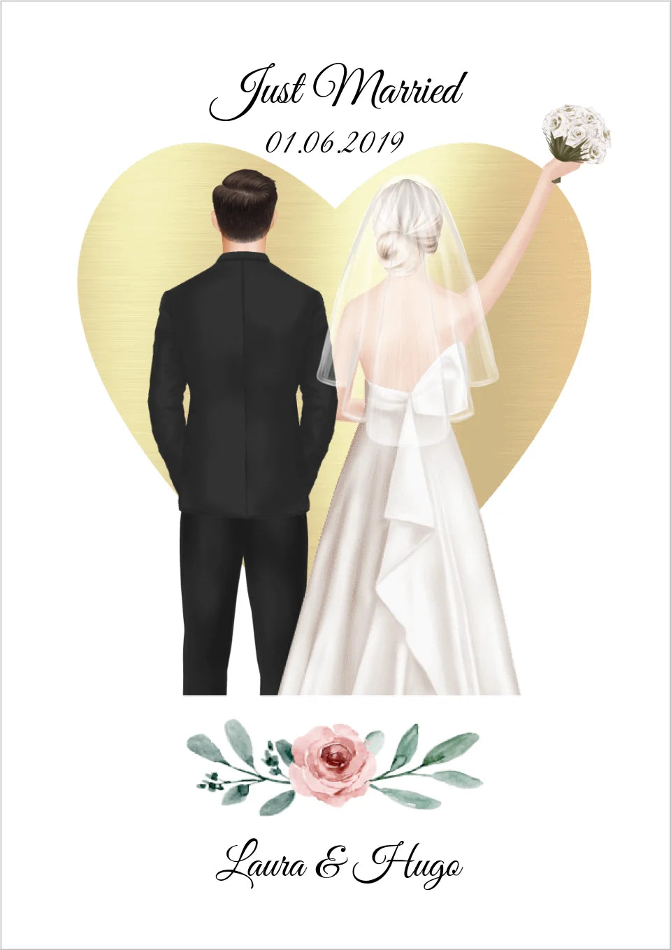 Just Married - personalisiertes Geschenk zur Hochzeit als Poster/Leinwanddruck - Hochzeitsgeschenk !!! Digitale Datei zum Selberdrucken - kein Poster !!! Digitale Datei zum Selberdrucken - kein Poster A4 A3 A2