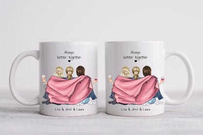 3 Beste Freundinnen Tasse personalisiert - Beste Freundin Geburtstagsgeschenk