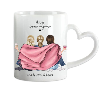 3 Beste Freundinnen Tasse personalisiert - Beste Freundin Geburtstagsgeschenk