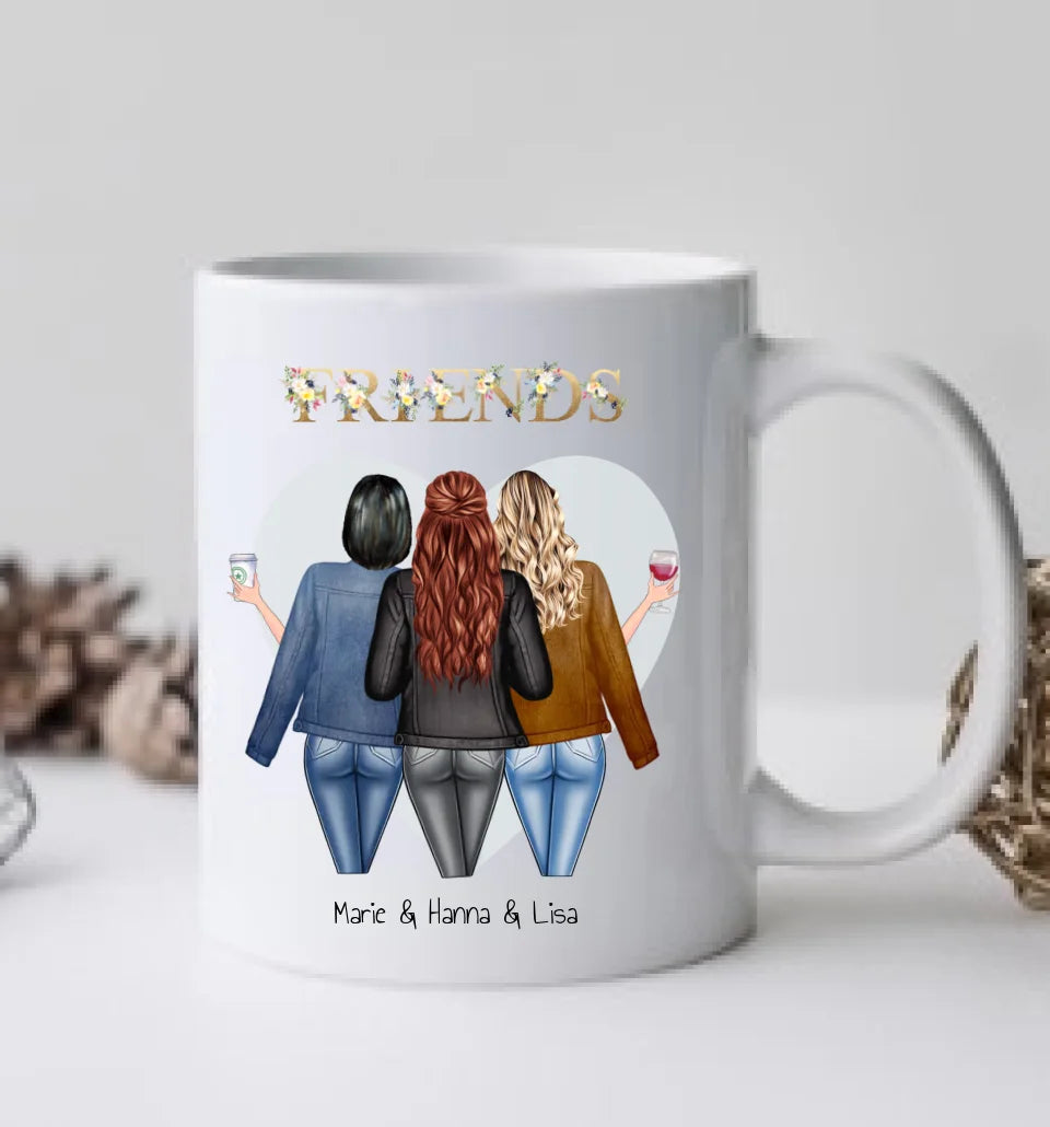 3 Beste Freundinnen Geschenk Tasse, Personalisierte Tasse Freundin, Geschenk Schwester, Geburtstagsgeschenk