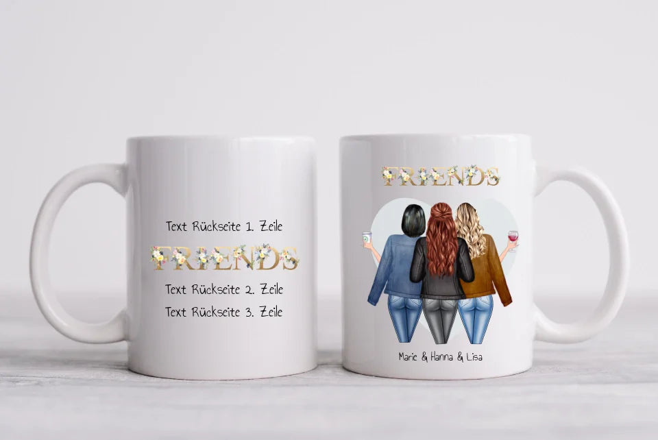 3 Beste Freundinnen Geschenk Tasse, Personalisierte Tasse Freundin, Geschenk Schwester, Geburtstagsgeschenk